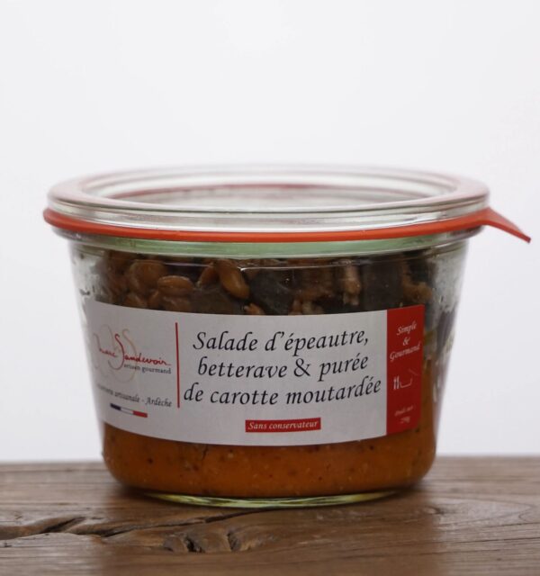 dinkel-salat-marc-sandevoir Salade d'Épeautre Betterave & Carotte Moutardée